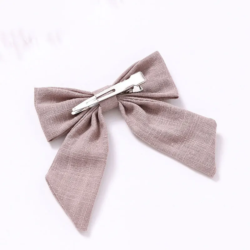 1PC Cotton Linen Solid Color Long Tail Bow Hair Clips Barrettes Hairpins Grips Girls Women Cute Sweet Hair Accessories Headwear