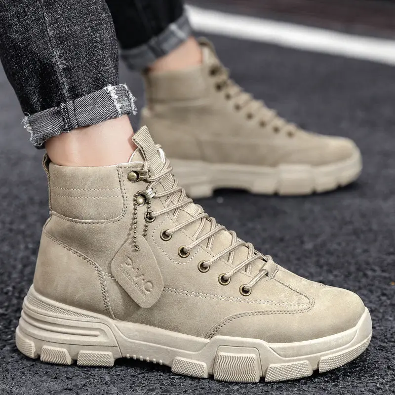 Autumn High Top shoes Boots Men\'s British Style Rankle Boot Korean Fashion Winter Men Casual Shoes Leather Tooling Short Boots