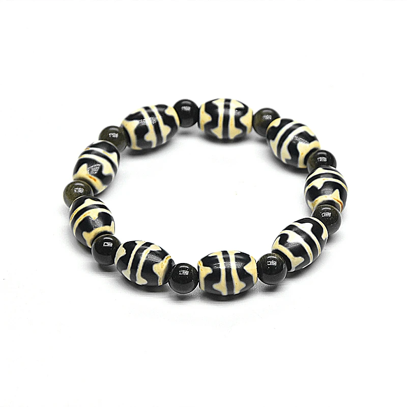 التبت مزدوجة النمر الأسنان العقيق DZI 8 مللي متر الذهبي سبج كبير الحجم سوار الرجال والنساء تميمة سوار المجوهرات DZI شحن مجاني