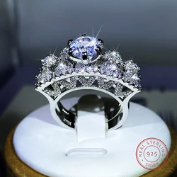 925 실버 새로운 스타일 유럽과 미국의 더블 레이어 슈퍼 Amphibole 지르콘 링 여성 쥬얼리 약혼 반지 여성을위한