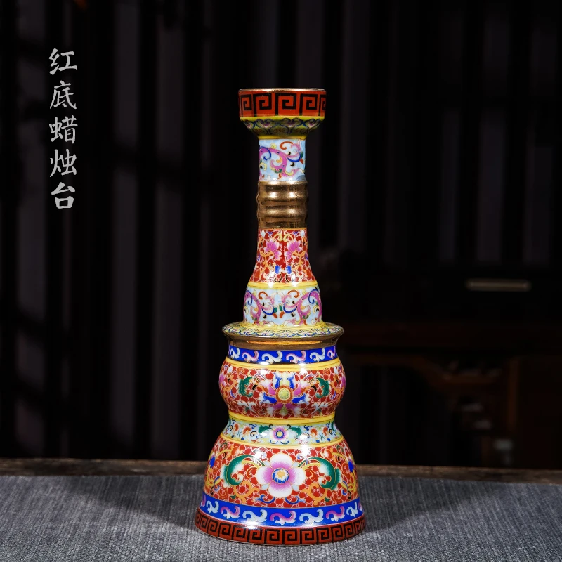 Jingdezhen ceramics Candlestick Yongzheng enamel color vase living room home decoration antique wine cabinet handicraft ornament