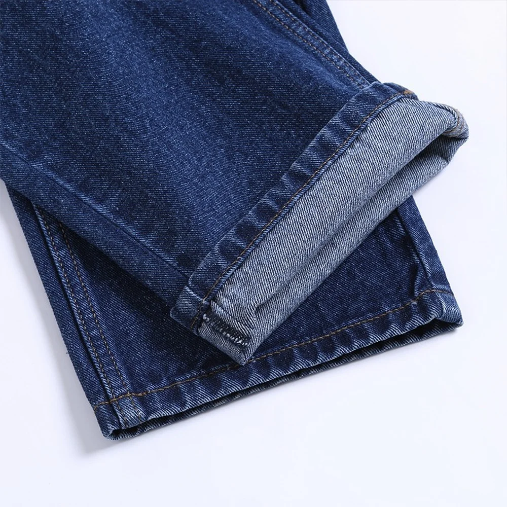 TIGER CASTLE High Waist 100% Cotton Mens Classic Jeans Baggy Brand Male Straight Denim Pants Spring Winter Thick Jeans Men