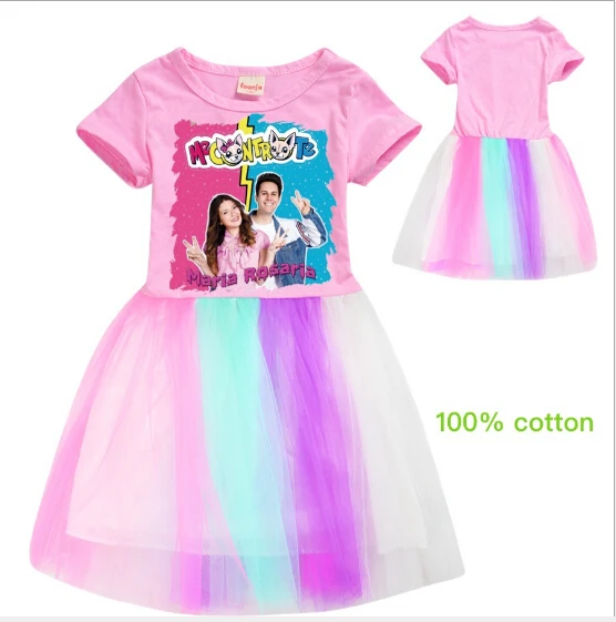 girls dress me contro te animal print Cartoon Cotton A-Line Knee-Length vestidos kids dresses for girls princess dress elegant