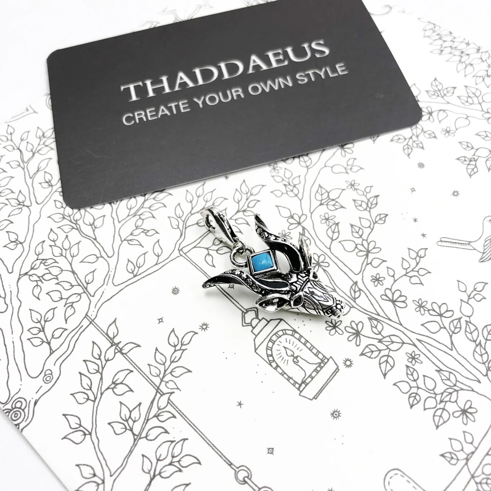 Blue Antelope Head Design 925 Sterling Silver Pendants Charm For Women Men Animal Fine Jewelry