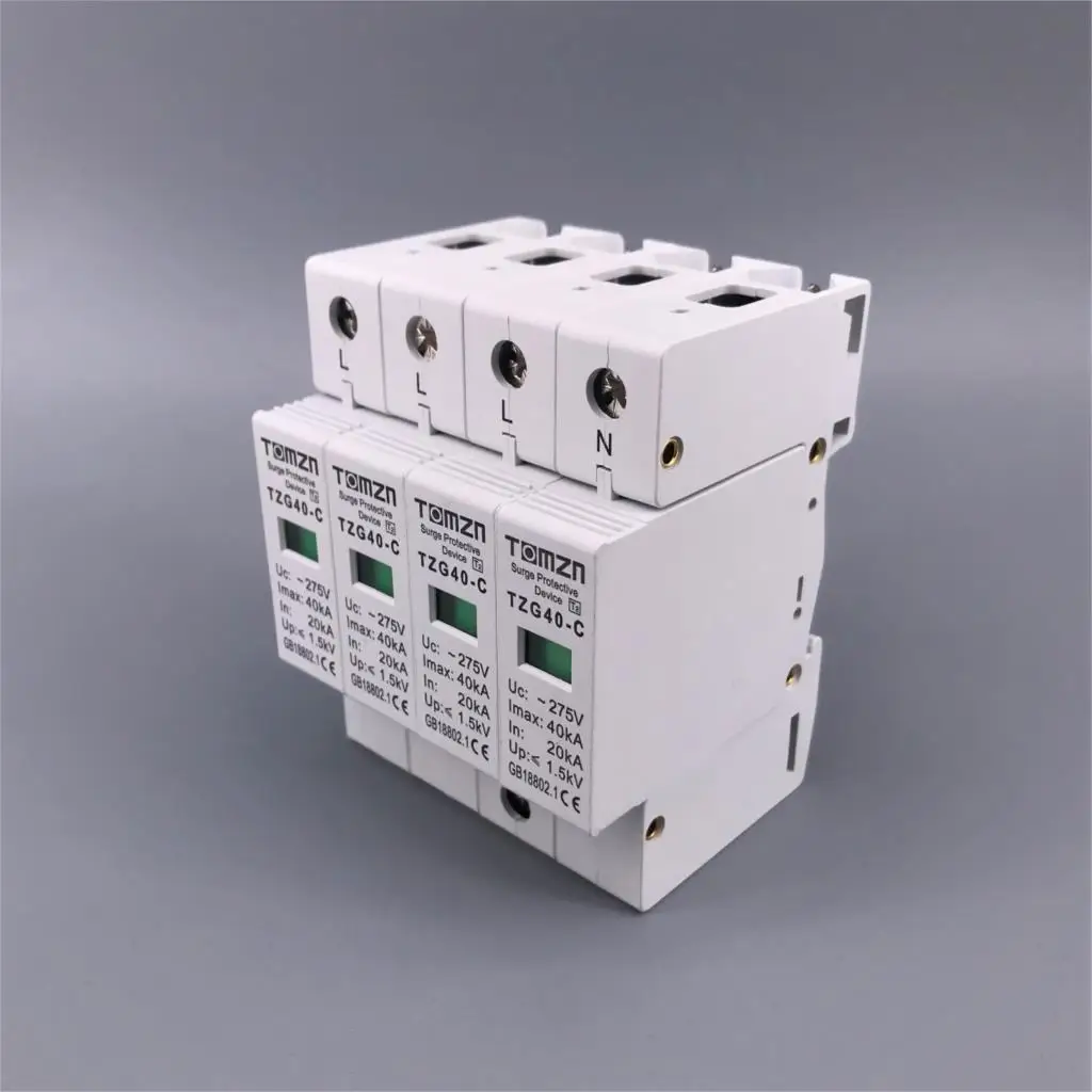 AC SPD 4P 20KA~40KA 275V House Surge Protector protection Protective Low-voltage Arrester Device