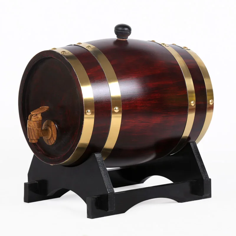 

1.5/3/5L Oak Wood Barrel Vintage Beer Brewing Tools Tap Dispenser for Rum Pot Whisky Wine Mini Keg Bar Home Brew Bee Holder