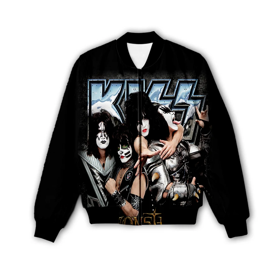 Phechion New Creative Men/Women\'s Kiss Rock Band 3D Printed Jacket Fashion Streetwear Men Loose Sporting Jacket & Coat M95