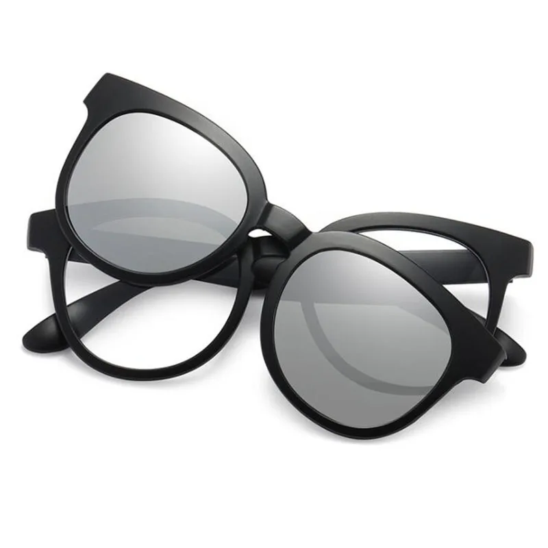9010 Magnet Clip Round Frame Myopia Glasses 0 -0.5 -1.0 -2.0 To -6.0 , Hyperopia Sunglasses +0.5 +1.0 +2.0 To +6
