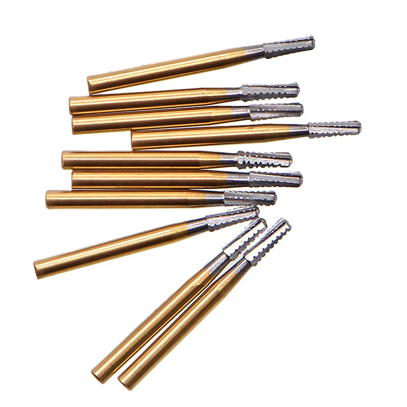 10pcs/box High Speed Dental Drill Tools Dentist Broken Crown Needle for break crown Endodontic Gold Plated Handle 1958#