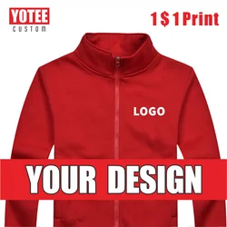 YOTEE2021 autumn and winter casual high quality stand-up collar zipper jacket custom logo embroidery men and women tops