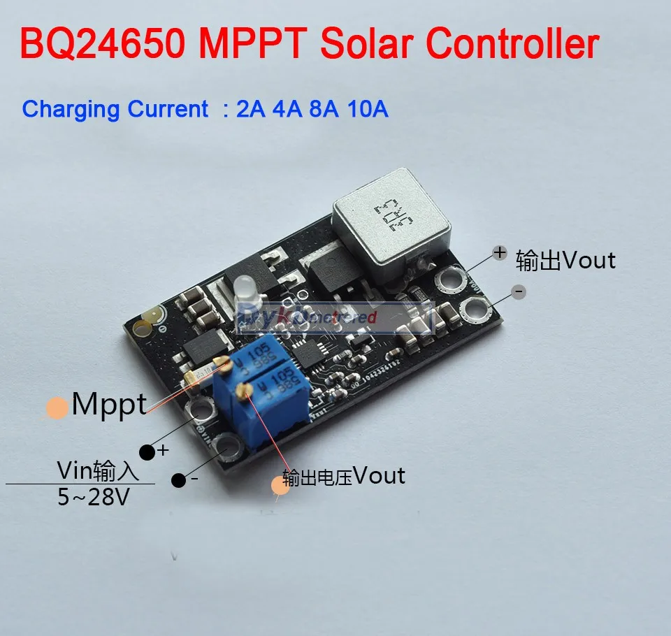 BQ24650 10A MPPT Solar Panel Controller Lithium Battery Li-Ion LiFePO4 Lead Acid Charging 12V 24V Buck Module Adjustable