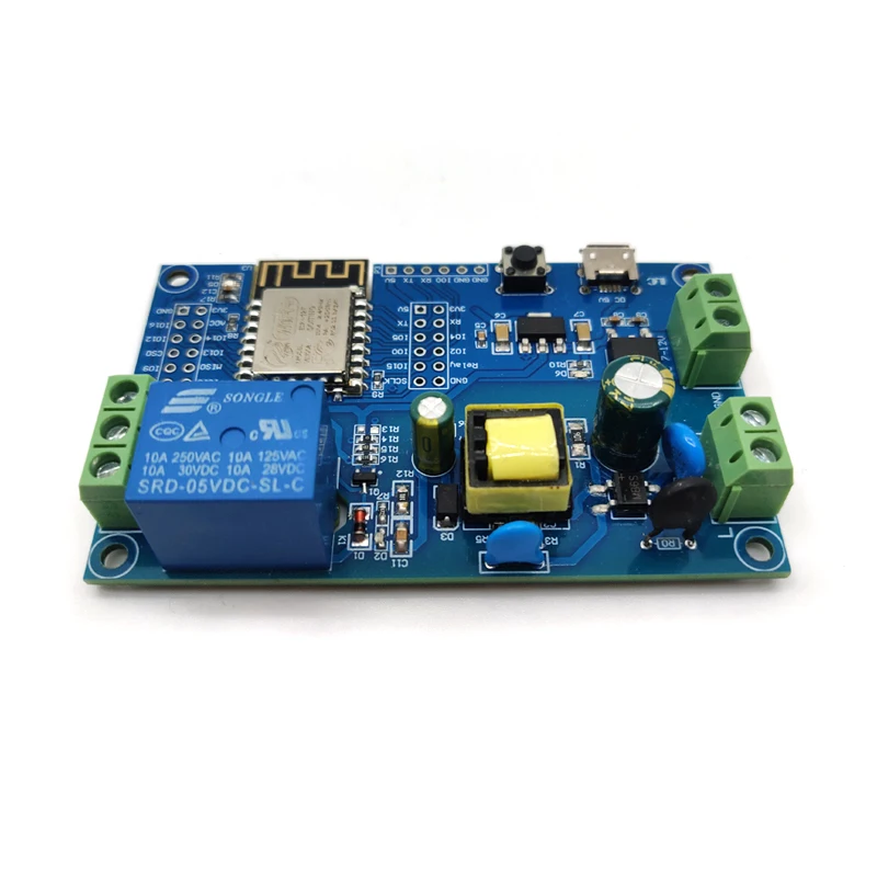 Placa WiFi Desenvolvimento Relé Único, AC DC Power ESP8266, ESP-12F