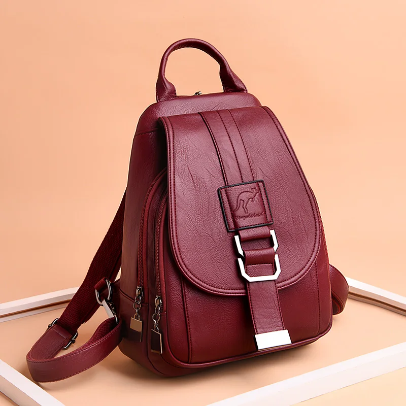 HOT 6 Color Women Backpacks Women\'s Leather Backpacks Female School Backpack Women Shoulder Bags For Teenage Girls Travel Back