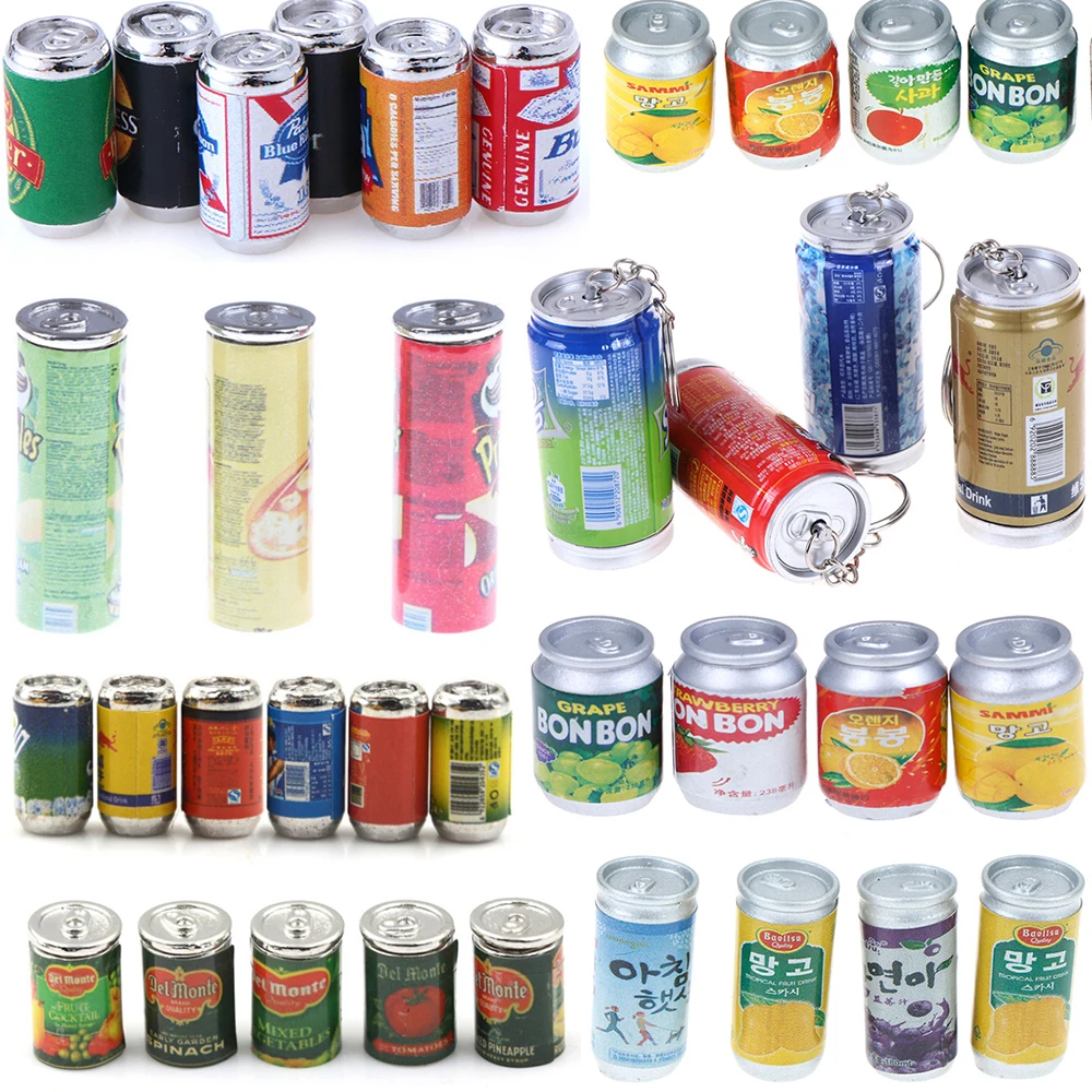 1/3/4/5P/6cs 1:12 Canned Beer Fruit/vegetables/drink Cans Dollhouse Miniature Toy Doll Food Kitchen Living Room Accessories