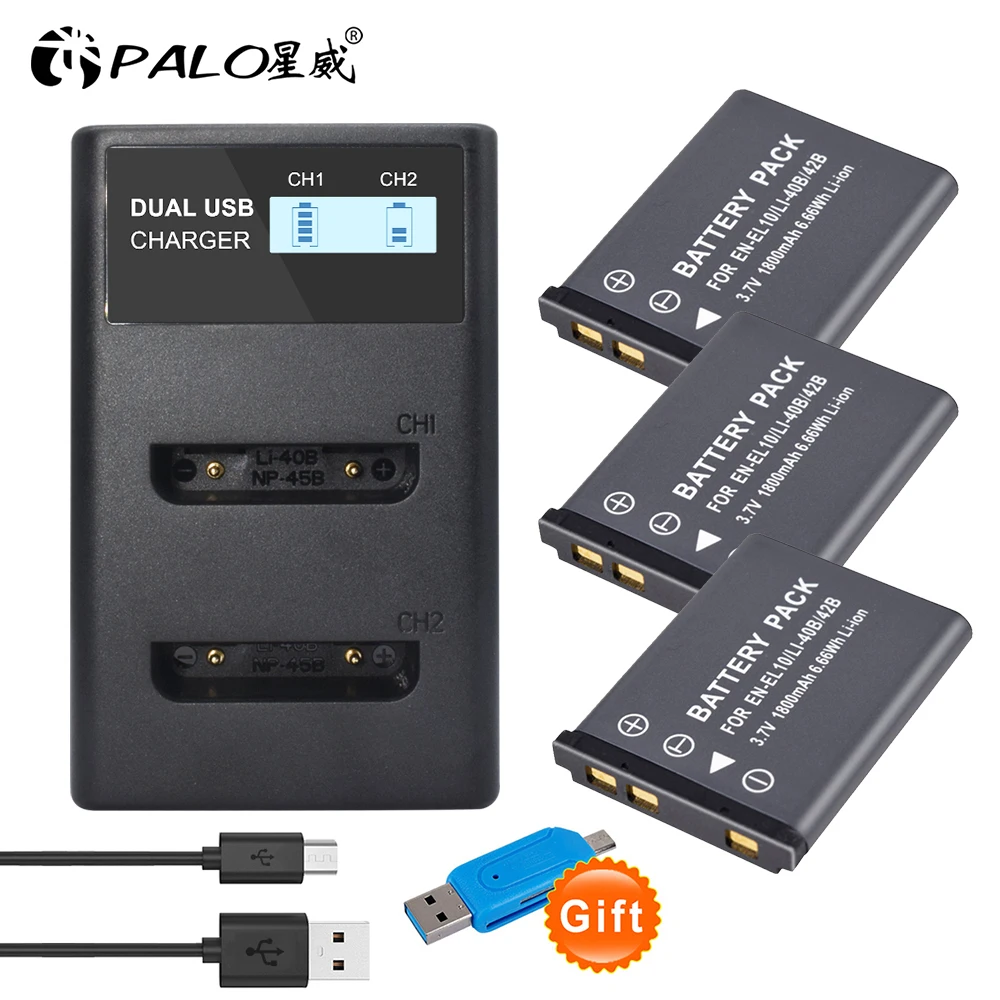 

WEIHE 3.7V 1800mAh Li-40B Li40B Li 40B Li-42B EN-EL10 EN EL10 ENEL10 Digital Camera Batteries for Olympus Nikon Fujifilm Kodak