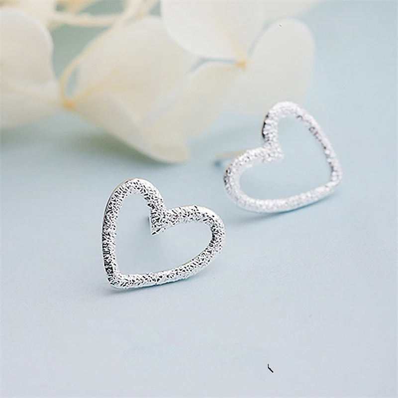 Hati Wanita Anting-Anting Stud 100% 925 Sterling Silver Anting-Anting untuk Wanita Hadiah Sterling-Perak-Perhiasan Pendientes Mujer