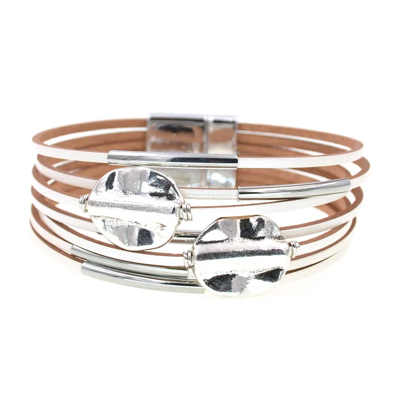 WELLMORE charm Leather Bracelets For Women & Men Multiple Layers wrap Bracelet Couple gifts fashion Jewelry wholesale