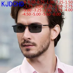Titanium Alloy Half Frame Photochromism Prescription Glasses Chameleon Myopia Glasses With Degree -1.0 -1.25 -1.5 To -6.0