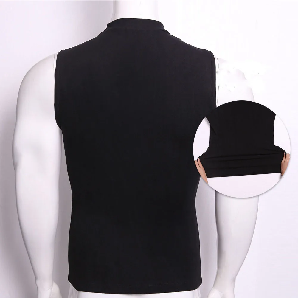 Men Sleeveless Vest High Elastic Versatile Sport T Shirt Bottom Shirt Turtleneck Tight Sexy Slim Male Tanks Tops Night Club