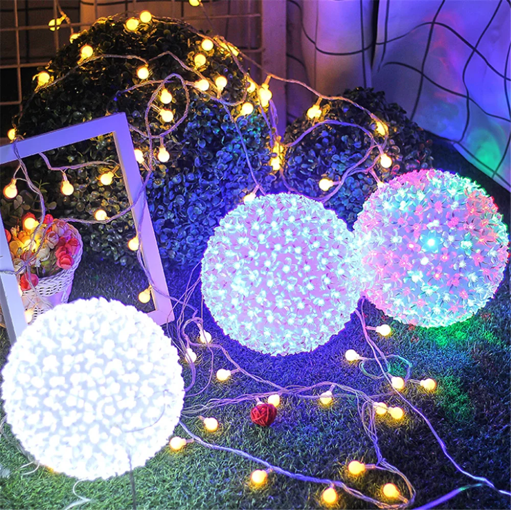 10cm 20cm 25cm LED Waterproof Cherry Blossom Ball Lamp Christmas Decorative Lamp Flower Ball Hanging Lights For Party Home Decor