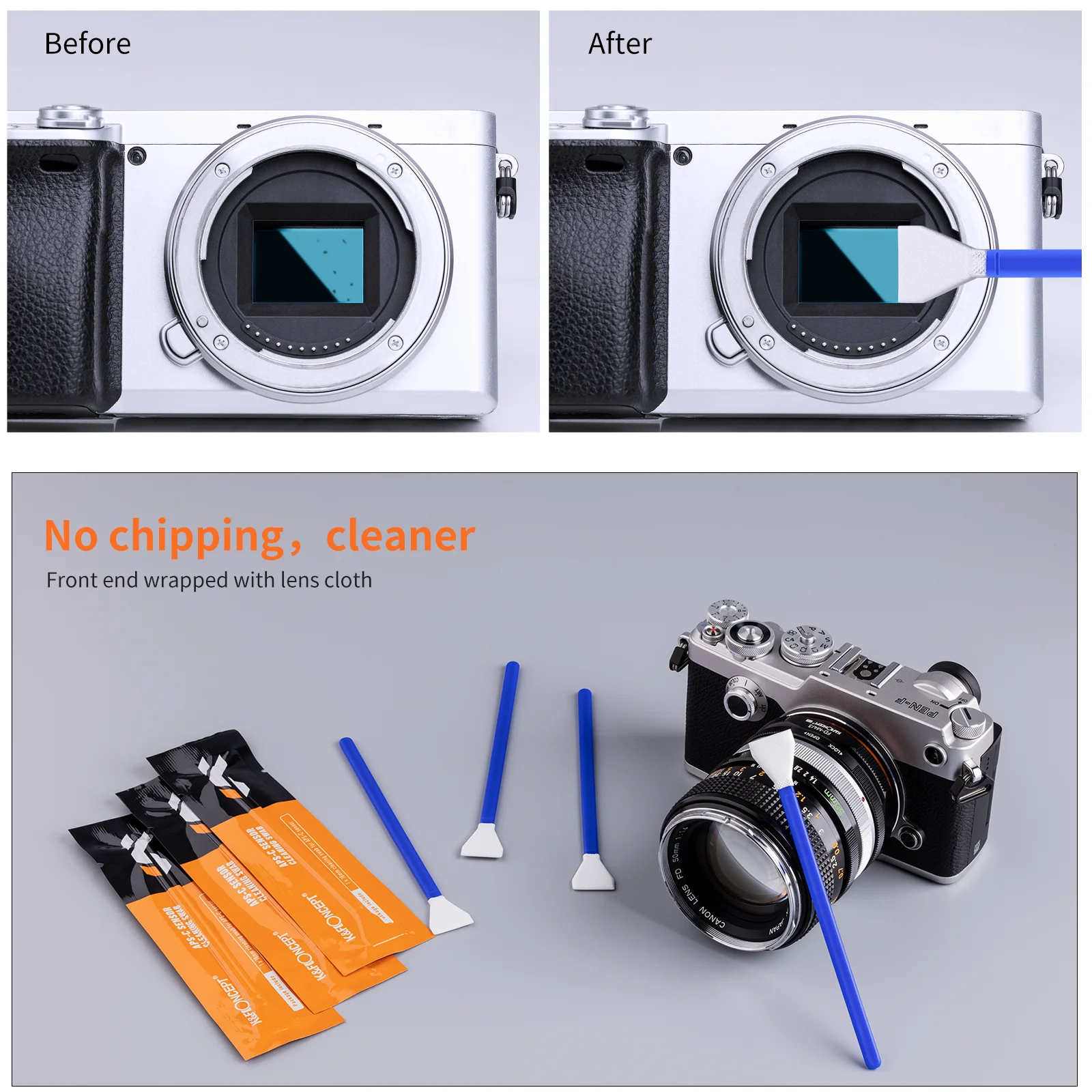 K&F Concept Cleaning Swab for APS-C Sensors 10PCS Individually Vacuum Packed Swabs Brush DSLR Digital Camera