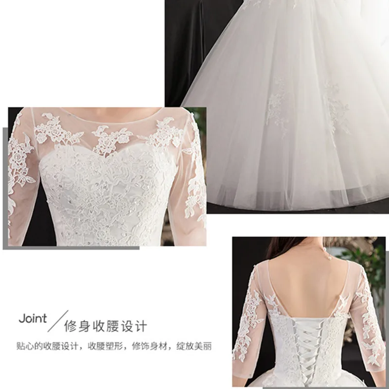 HMHS-085#Wedding Dresses Ball Gown Embroidery Lace up Ball Gown O-neck Half Sleeve Wholesale Bride getting married Dress Girls