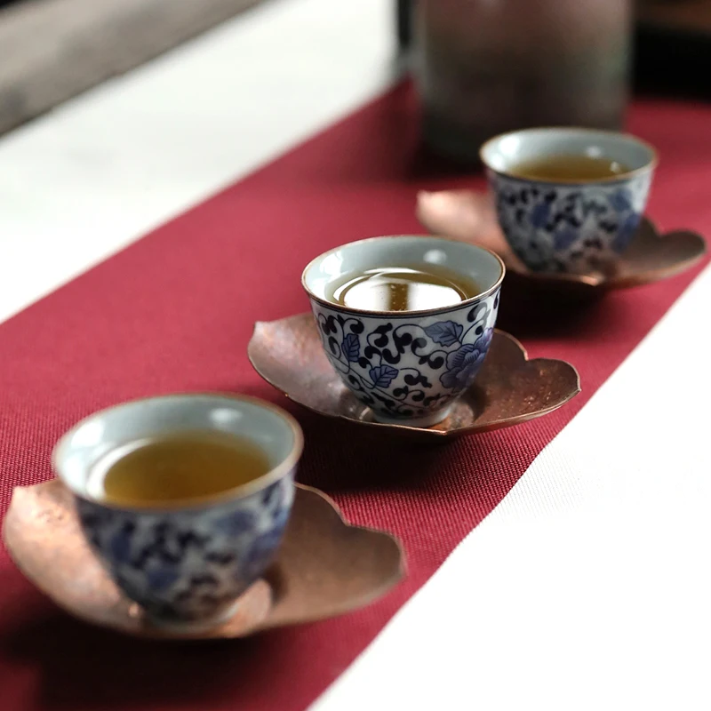 Blue and white porcelain tea bowl, stoneware teacup, Kung Fu retro handmade tea bowl No. yz80