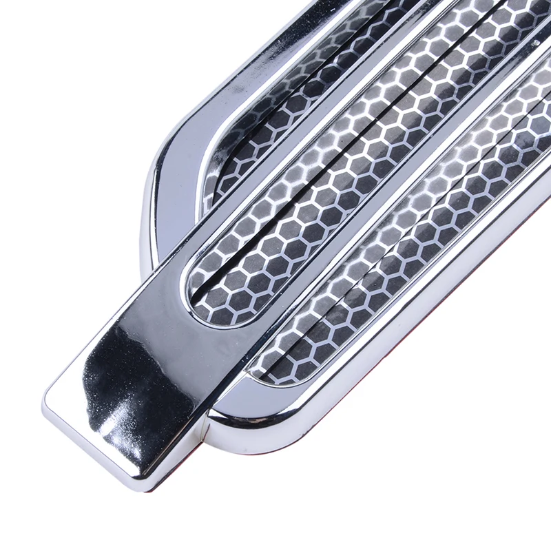 Rhyming 2Pcs Car Side Fender Vent Sticker Air Flow Spoiler Racing Intake Grille Trim Chrome Decorative Automobile Accessories