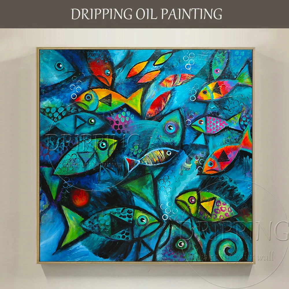 

Artist Hand-painted High Quality Tropical Fishes Acrylic Painting on Canvas Modern Abstract Tropical Fishes Acrylic Painting