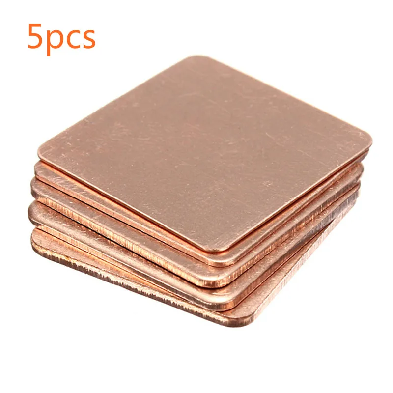 5pcs 0.3mm-2mm 99% red Copper Shim Heatsink thermal Pad Copper sheet Laptop GPU CPU  Chip computer 's component heat dissipation