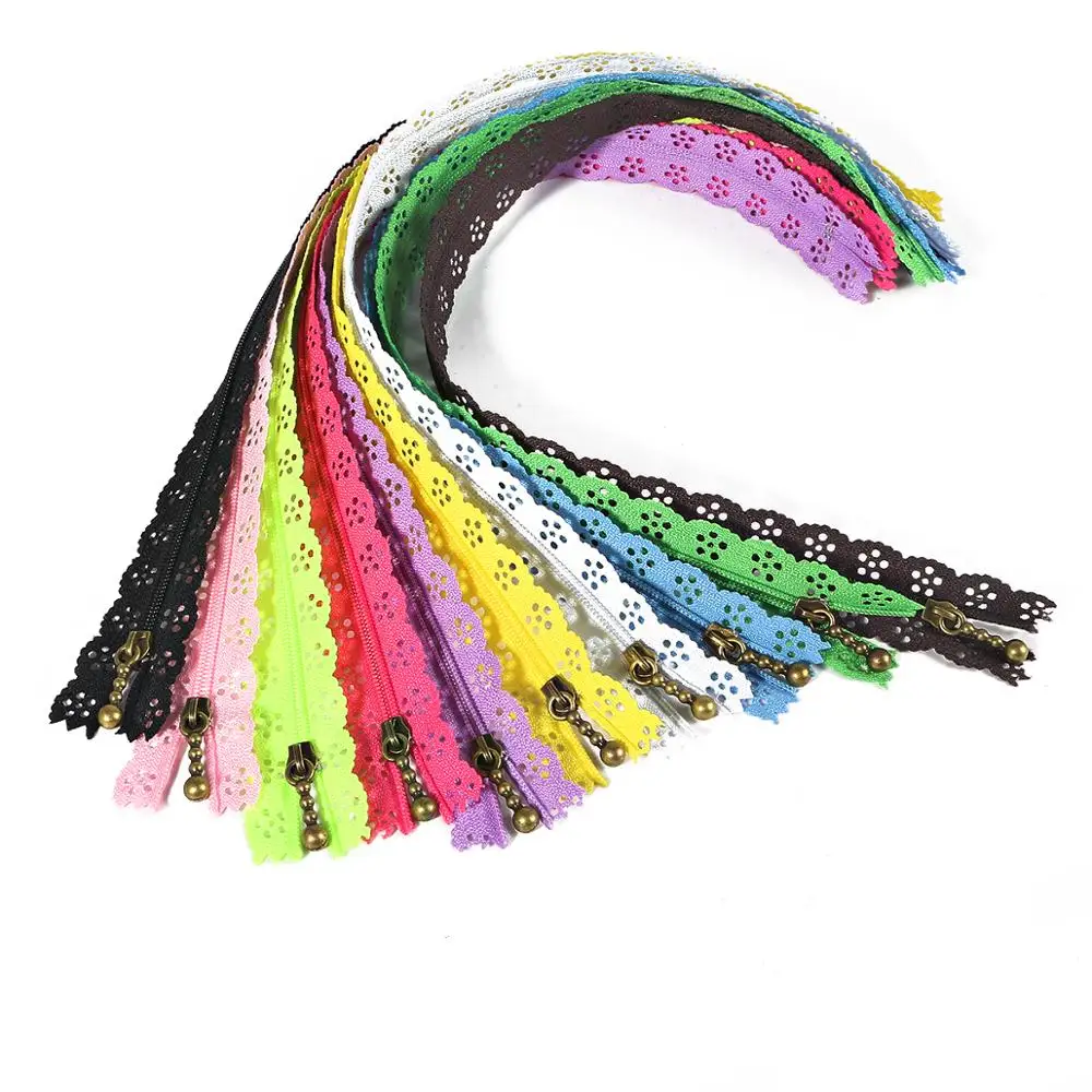 10Pcs 3# 20cm/25cm/35cm Random Mixed Color Nylon Lace Coil Zippers Sewing Tailoring Garment Handcraft DIY Accessories