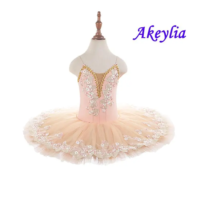 White Ballet Tutu Child Swan Lake Dance Costumes For Girls Flower Pre-Professional Ballet Dress Skirt peach Pancake Tutu Adult