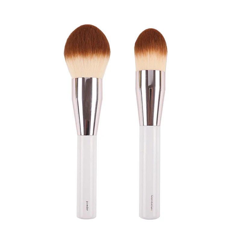 2pcs/set Big size Powder Brush + Foundation Makeup brushes Powder contour Make up brush Beauty Tools Cosmetics white handle