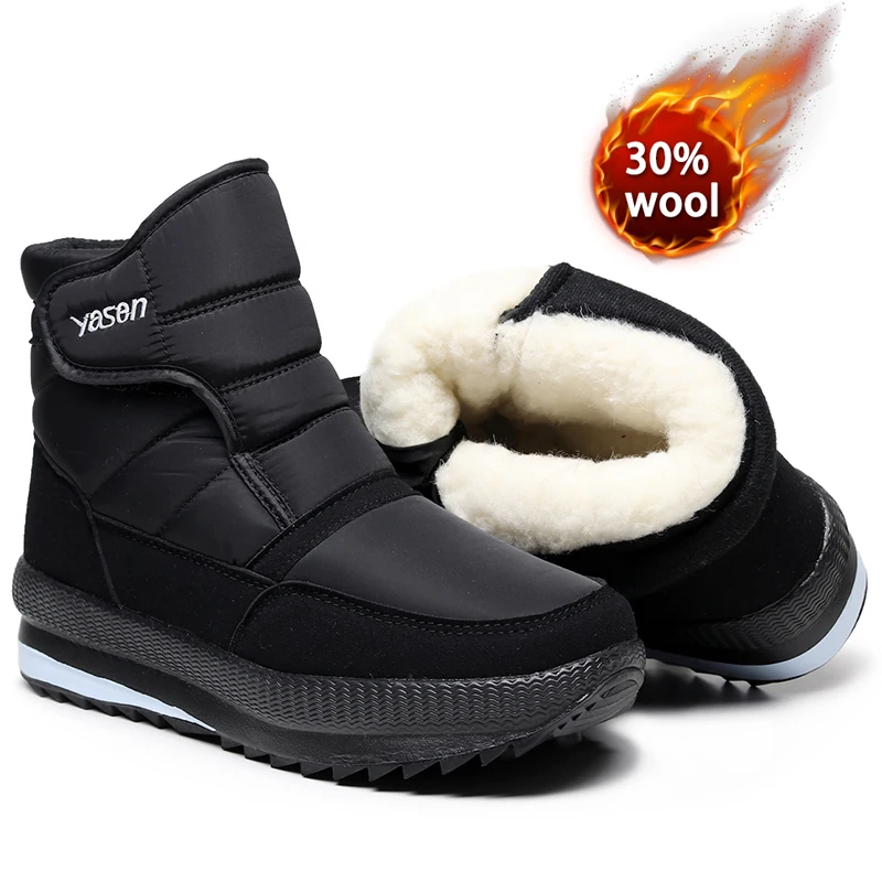 SNOW SHOES  Men Boots Winter with Fur 2022 Warm Snow Boots Men Winter Work Casual Shoes Sneakers High Top Rubber Ankle Boots