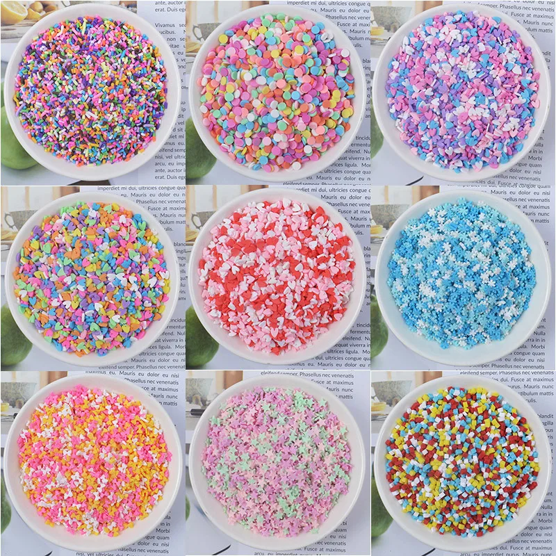 100g/lot Polymer Clay Fake Candy Sugar Sprinkles for Crafts DIY Decoration Fake Cake Dessert Simulation Food Dollhouse Miniature