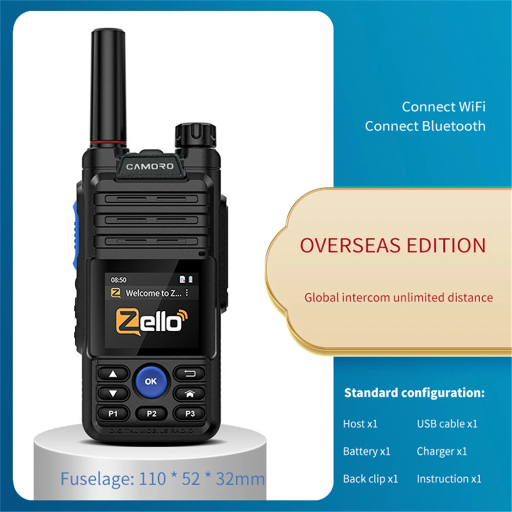 9600mAH Larger Battery Zello PTT Bluetooth 4G POC Radio Amateurfunk Woki Toki Gsm Sim Card Ham Radio Network Walkie Talkie 50km