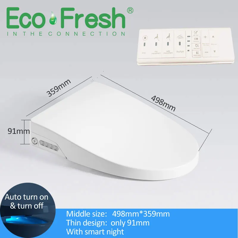 EcoFresh V. O. Ushape Smart toilet seat Electric Bidet cover smart night light intelligent  bidet sprayer heat clean Massage