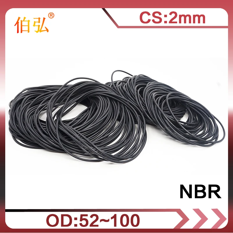 10PC/lot Rubber Ring NBR Sealing O Ring OD52/54/55/56/60/62/65/70/75/80/85/90/92/95/100*2mm O-Ring Seal Gasket Oil Ring Washer