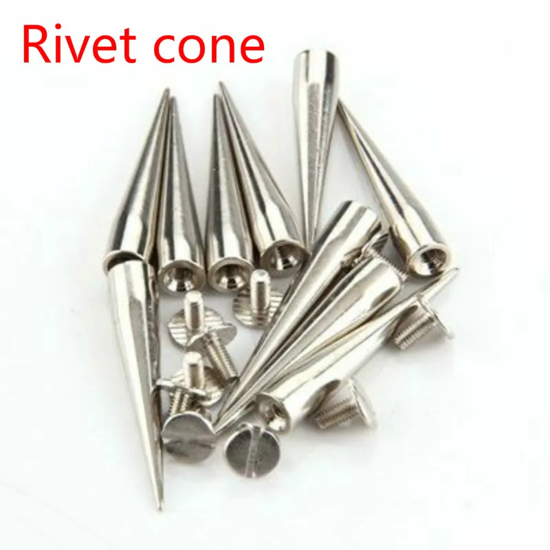 10 sets of 40X7mm Silver Cone Studs And Spikes Craft Cool Punk Garment Rivets For Clothes Bag Shoes Leather craft decorations.