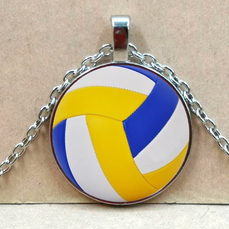 New volleyball football basketball tennis necklace glass bullet buckle pendant necklace female men's gift