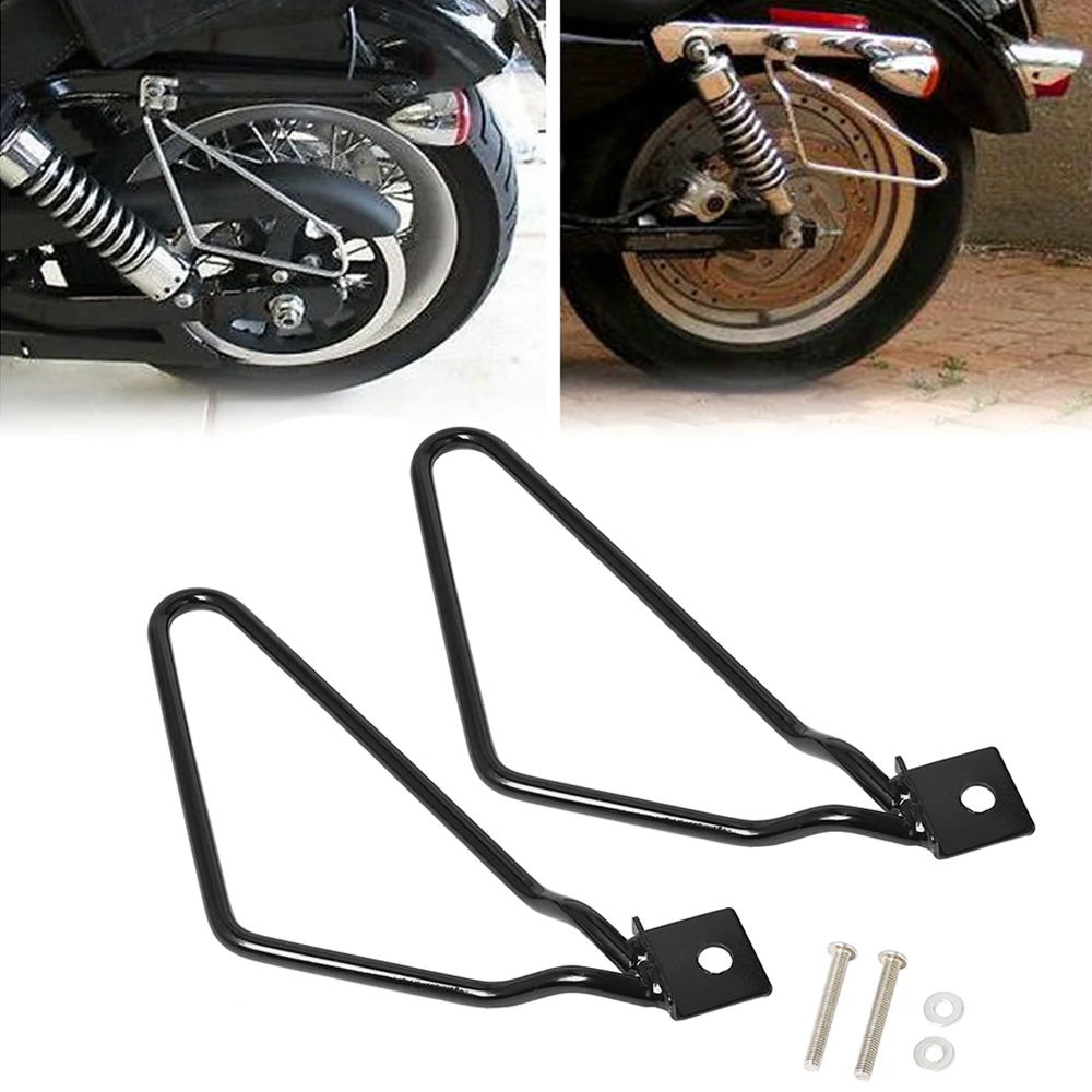 

Black Motorcycle Saddle Bag Luggage Bracket Side Box Support Bar Steel For Harley Sportster 883 Iron XL883N Dyna Fat Bob FXDF