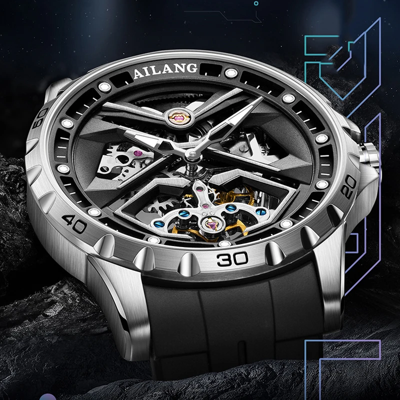 Imagem -02 - Ailang Marca Tourbillon Luminosa à Prova Impermeável Água Relógio Mecânico Automático dos Homens Relógio Oco para Homem Montre Homme Novo