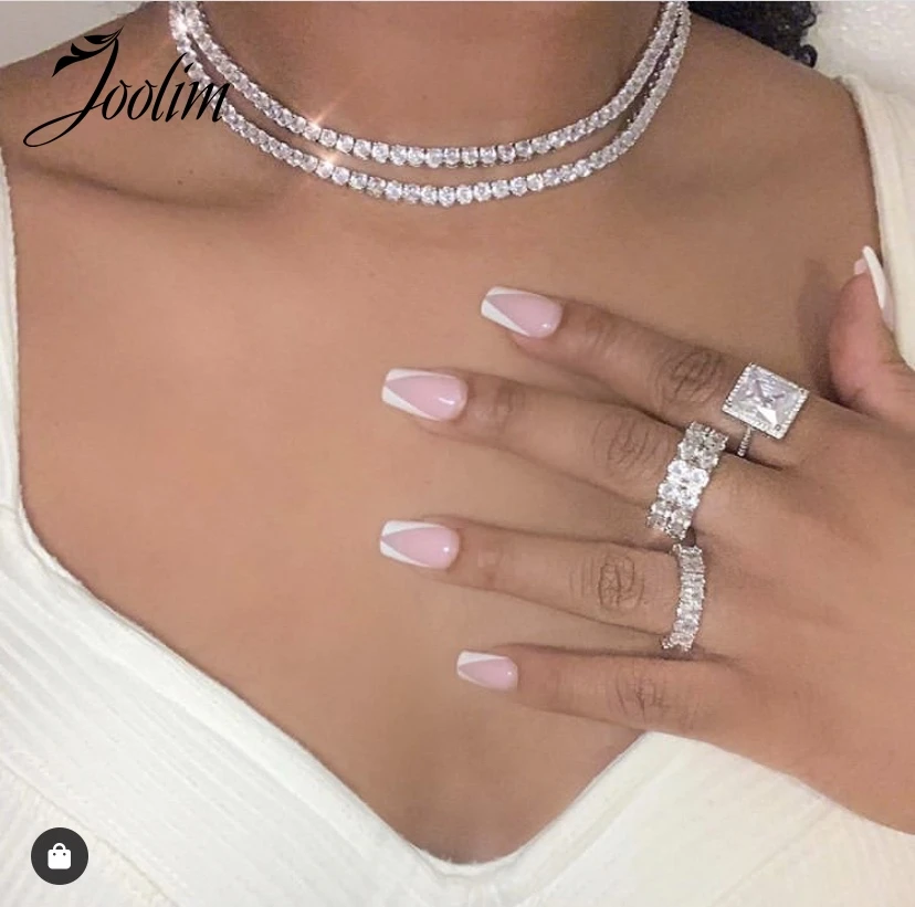 Joolim Jewelry Pvd Tarnish Free Luxury Shinny AAA Zirconia Pave Choker Chain Party Necklace For Women