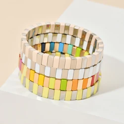 New Color Women Bracelet Fashion Jewelry Femme Enamel Tile Beads Bracelets Boho Stretch Pulseras Jewellery Handmade Gift