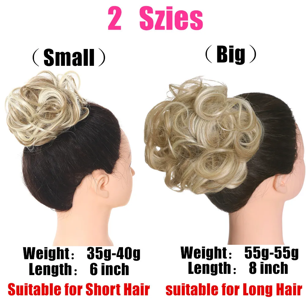 Messy Hair Bun ElasticSynthetic Scrunchie Hairpieces for Women Chignon Updo Donut Curly Hair Rope Rubber Band Wrap Ponytail