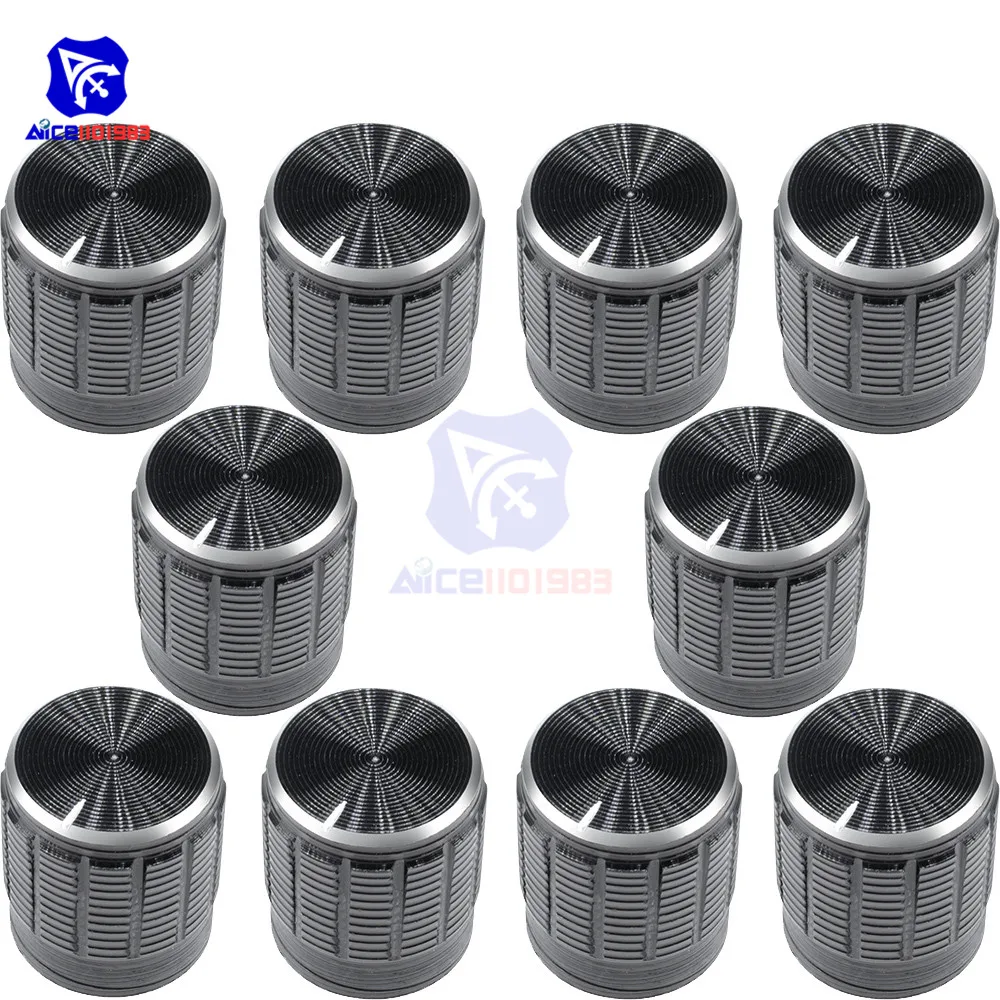 10 pcs black metal potentiometer knobs