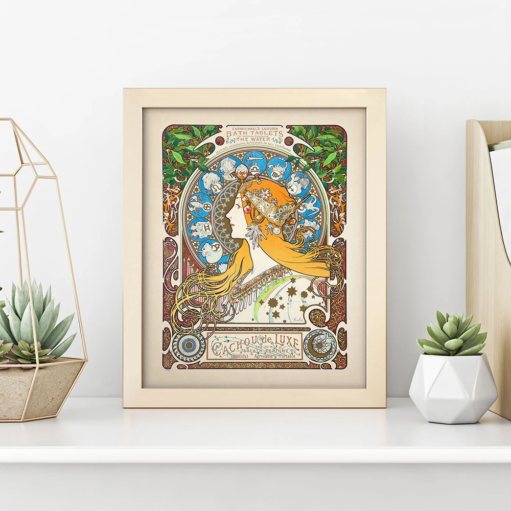 Alphonse Mucha Vintage Nouveau Poster Print Laurel and Ivy Canvas Painting Pre Raphaelite Living Room Decoration Wall Picture