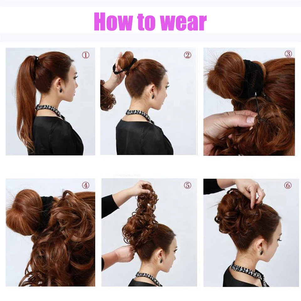 MEIFAN Synthetic Short Curly Chignon Hair Bun Elastic Rubber Band Drawstring Updo Hair Buns Wig Clip In Ponytail Hair Extension