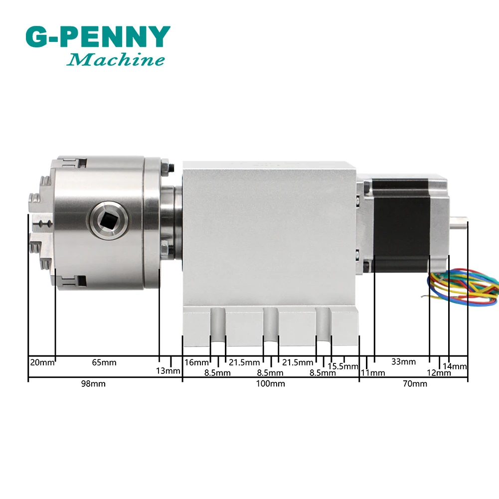 G-penny 3/4 Jaw 80/100mm 4th Axis  dividing head/Rotation Axis kit Nema23 Gapless harmonic gearbox for woodworking machine