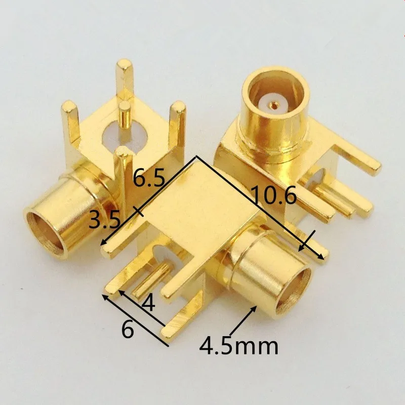 High quality pure copper MCX-KWE Female bend PCB Four pin female head of welding plate, RF socket of wireless communication